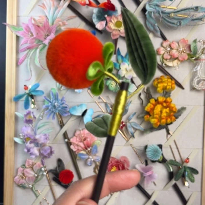 柿柿如意胖绒球发簪7