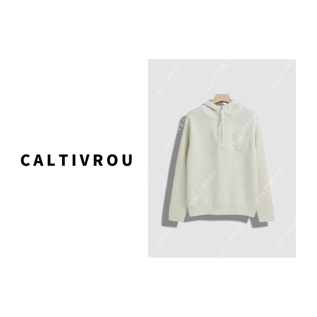 【蕊蕊】甜美软糯慵懒风连帽长袖针织衫-Y14464