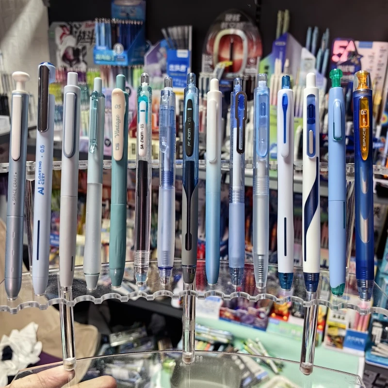 点石天空蓝色套系15支/16支组合中性笔-按动黑色中性笔0.5mm