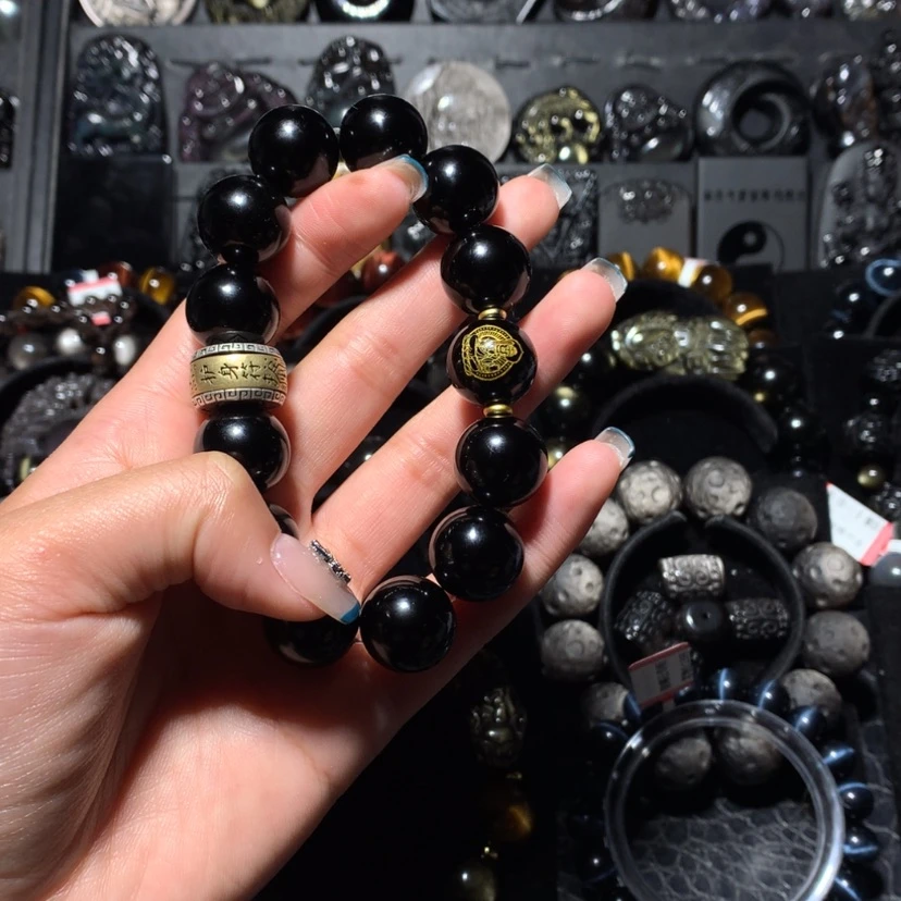 【闪购商品】黑曜岩手链未镶嵌云**T