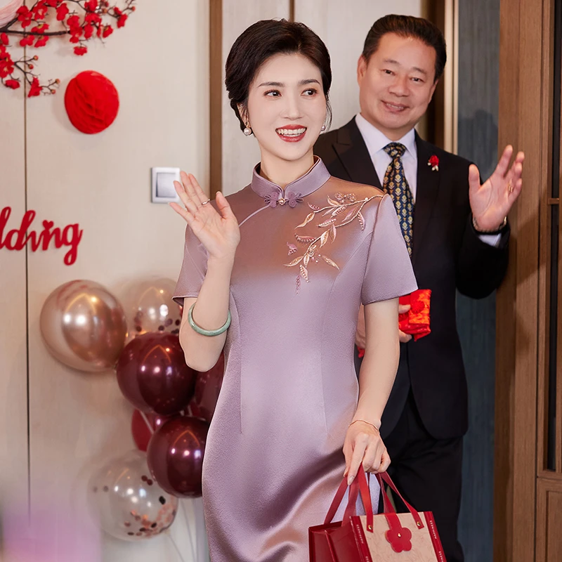 嘉喜新中式结婚喜妈妈礼服婚宴旗袍2025新款夏季喜服高级感女1392