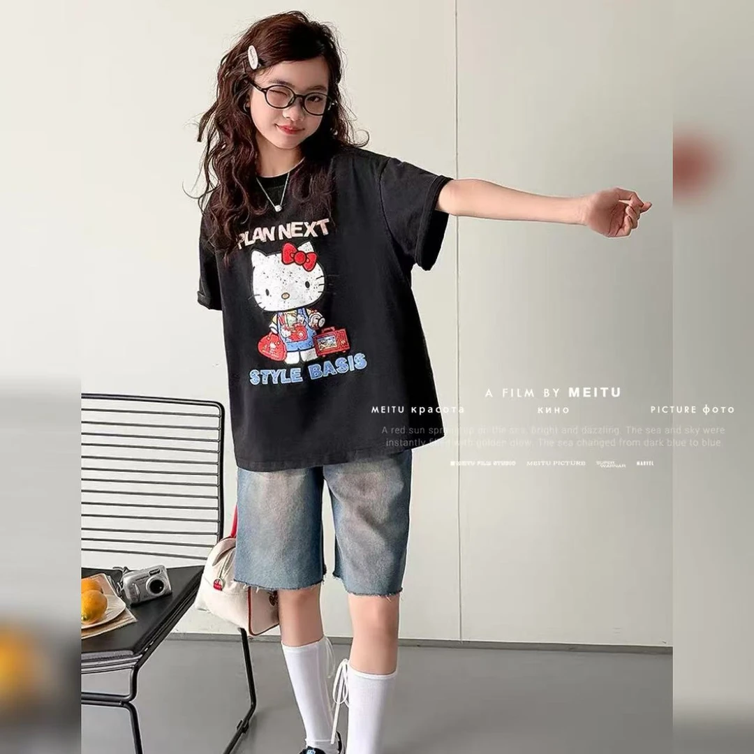 Q2658 百搭印花kt 猫短袖T恤