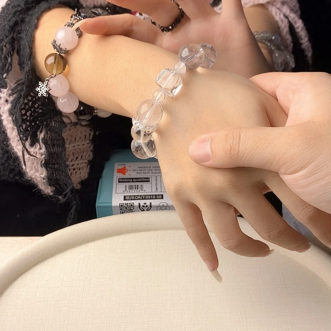 银S925镀金镶嵌手链水晶