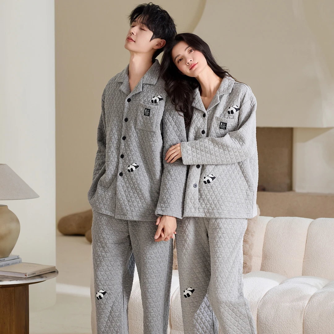 BZSO【熊猫胖胖】纯棉夹层丨冬季家居服加厚睡衣全棉长袖保暖夹层