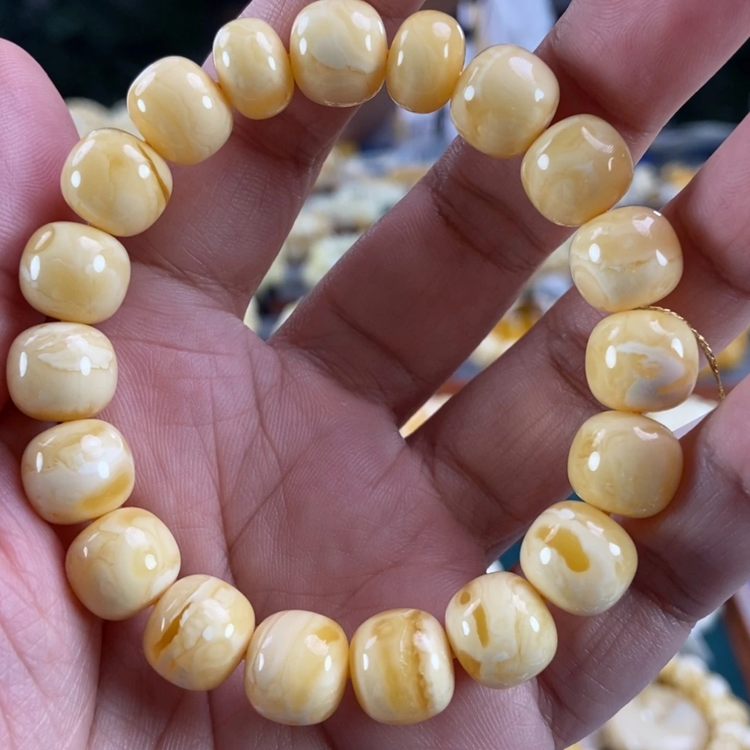 未镶嵌琥珀珠宝奇石12+浓橘花蜡同料串18.94