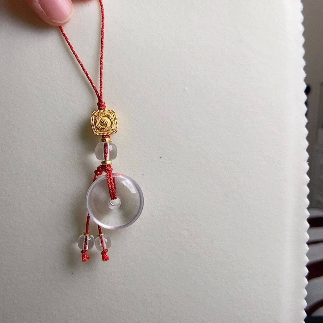 水晶吊坠(赠链)银S925镶嵌平安扣