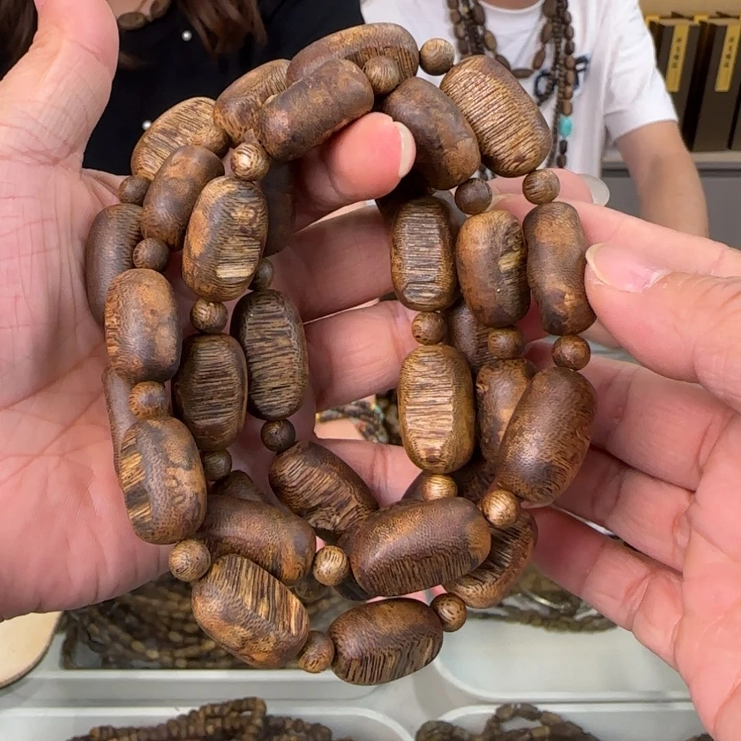 沉香手串多样性发1条瘤疤金沙叶高货31克双圈