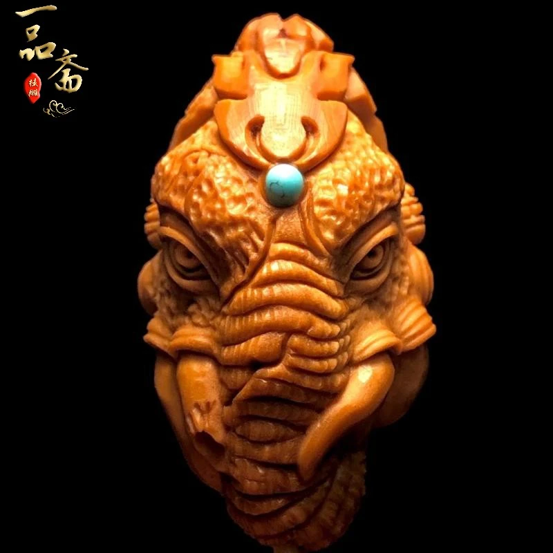 象神核雕橄榄核单籽精雕大象吊坠文玩手把件纯手工雕刻小象挂件男