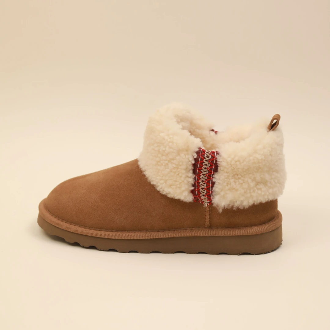 新款冬季民族风时尚秋冬休闲百搭保暖皮毛一体雪地靴