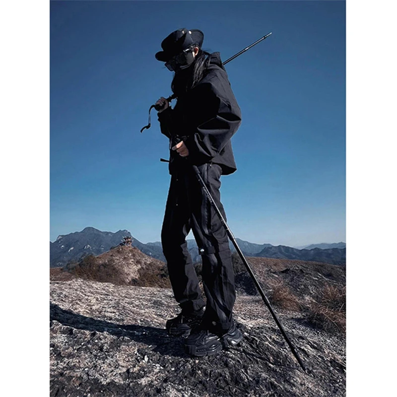 黑武士户外机能工装裤子男春秋美式高街宽松直筒运动长裤徒步登山