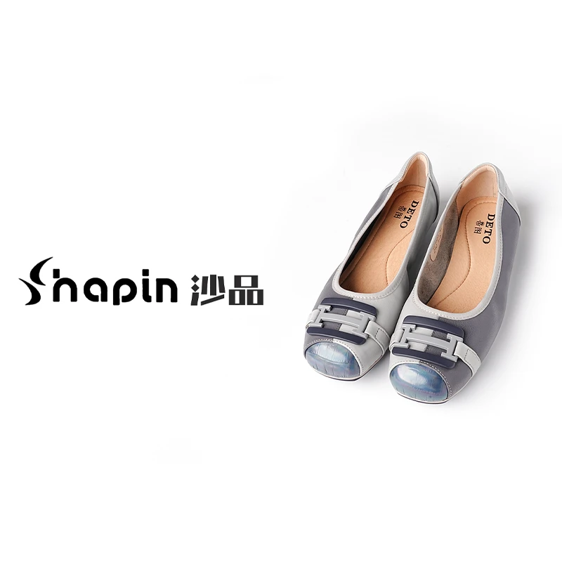 真皮气质浅口单鞋拼色软皮蛋卷鞋舒适不累脚一脚蹬XX1989