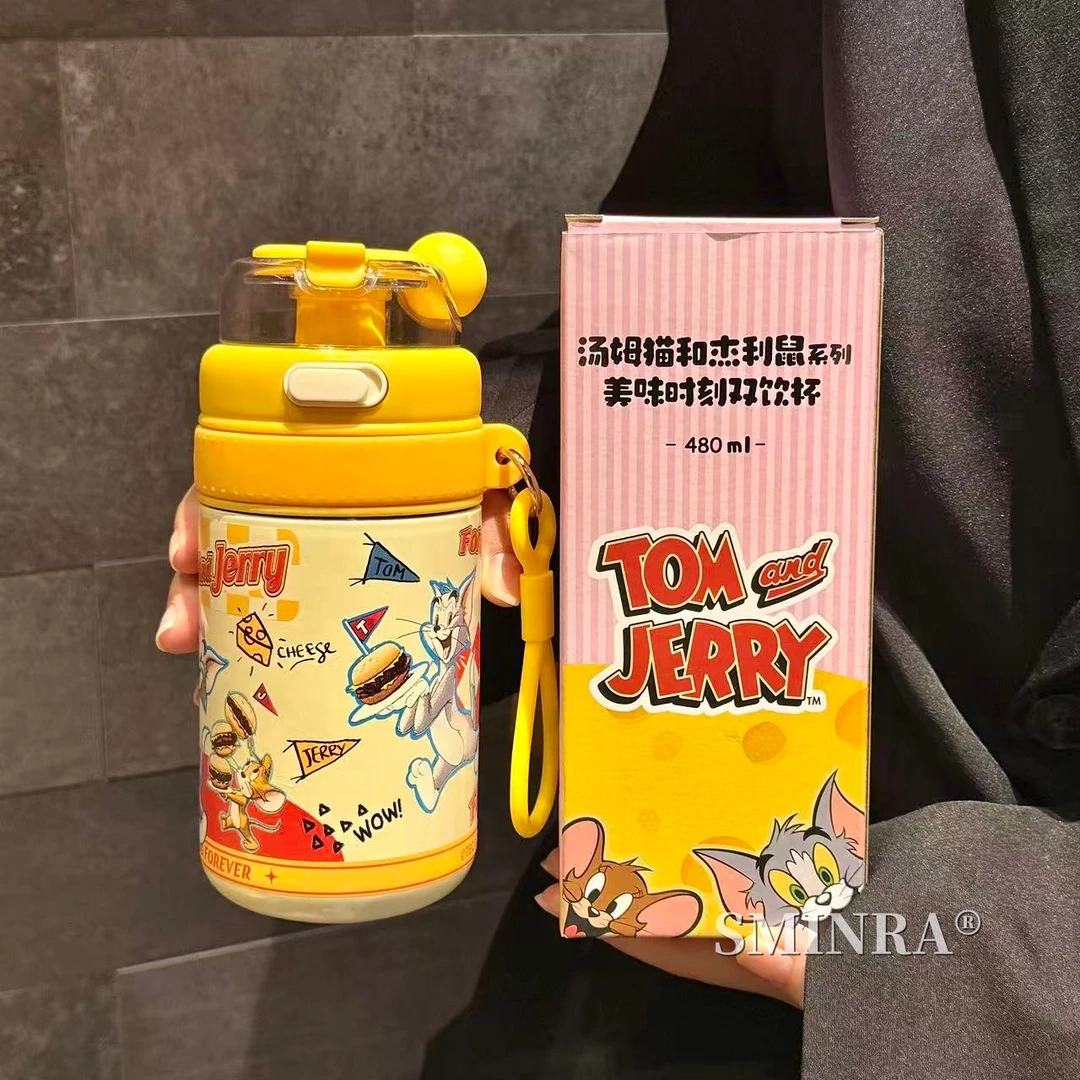 猫和老鼠双饮保温杯高颜值情侣可爱吸管杯子学生上学专用水杯礼物