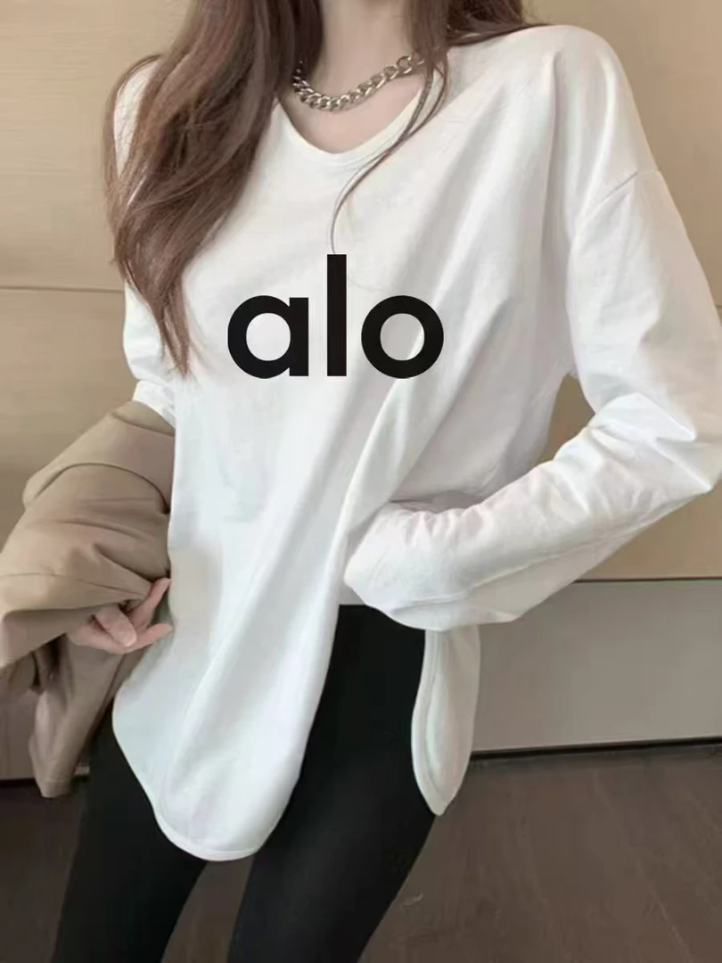 高端胸标女款时尚简约潮流长袖白色T