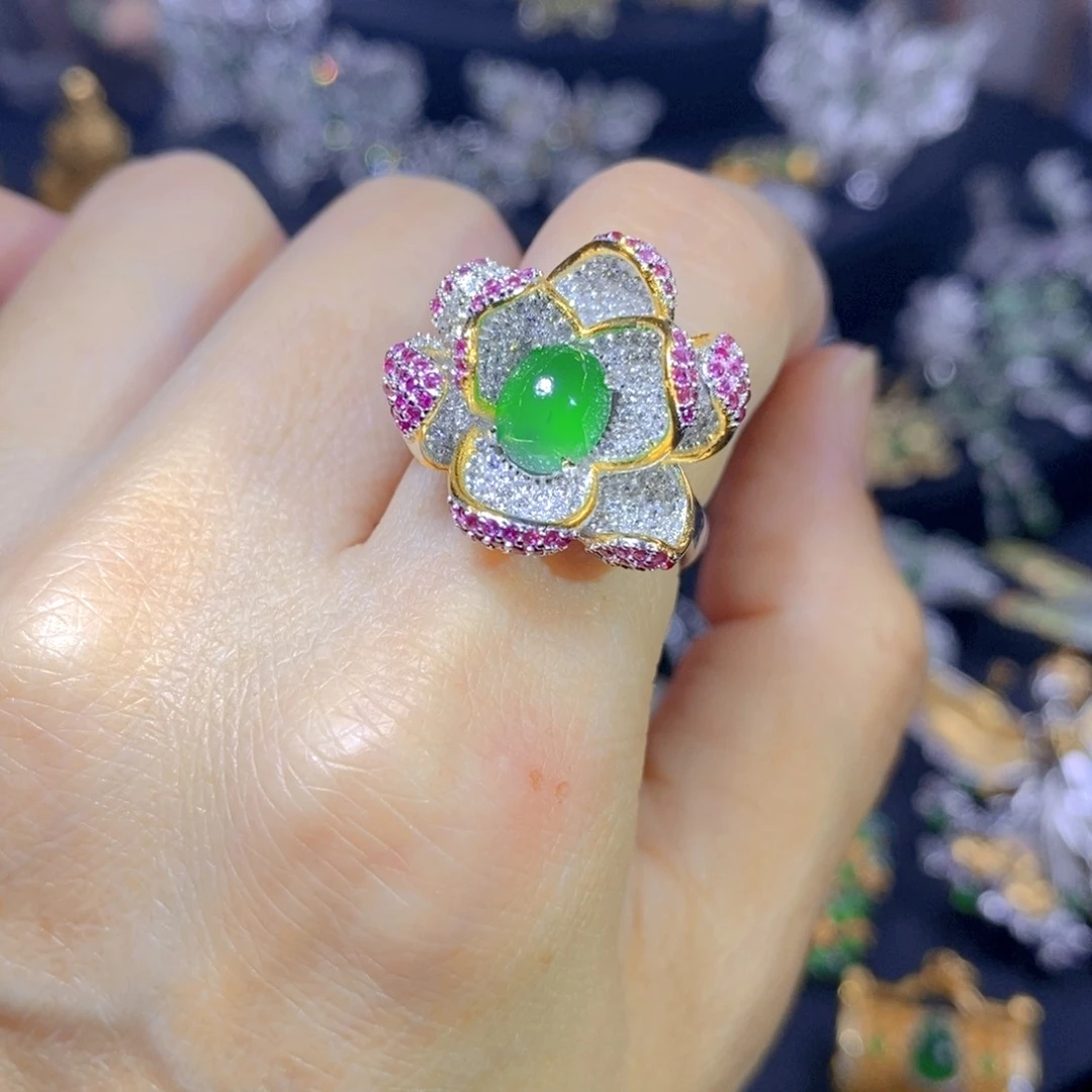 翡翠银S925镶嵌颈饰天然翡翠