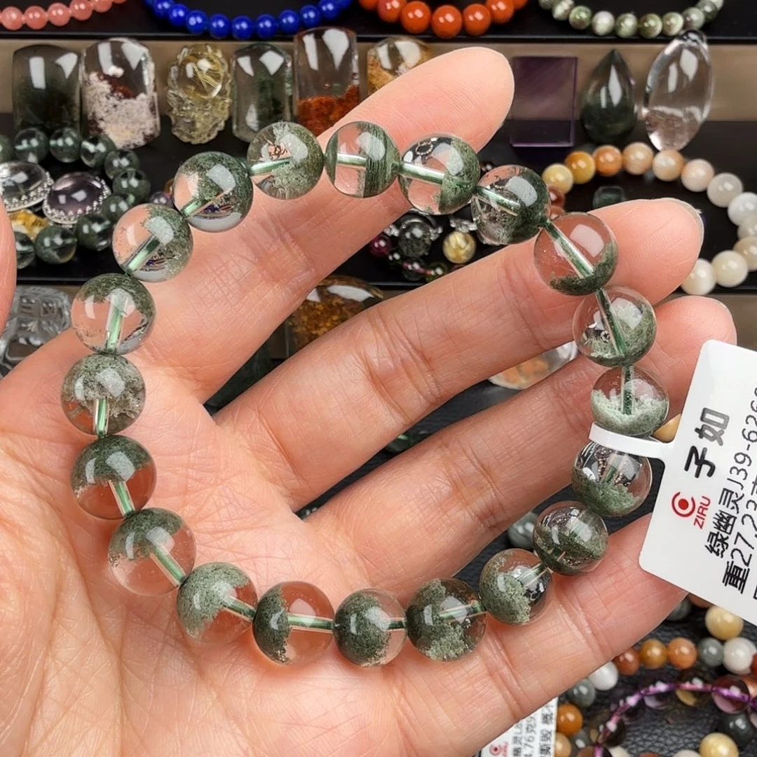水晶手链未镶嵌天然绿幽灵聚宝盆