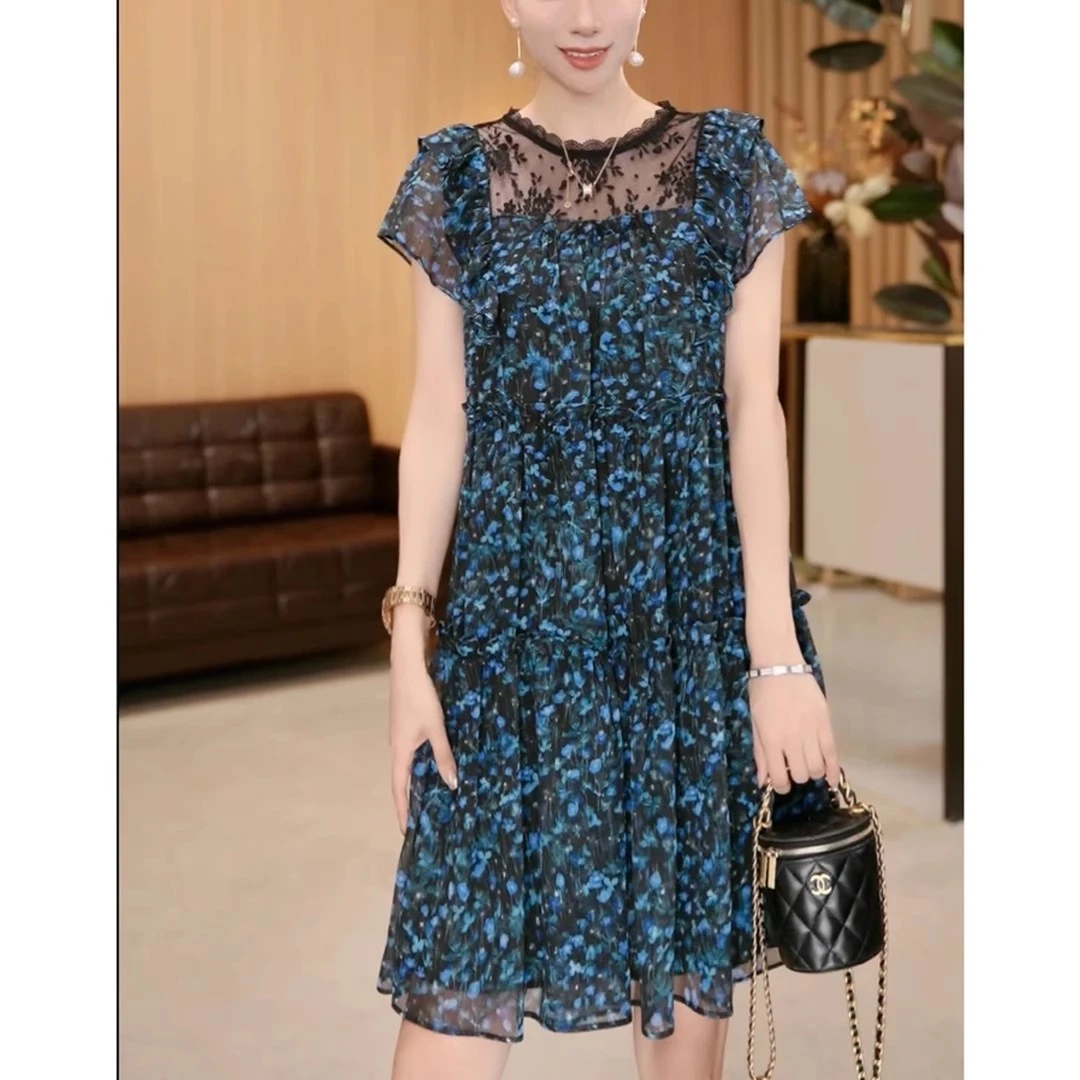 贵气成熟百搭复古显白时尚短袖连衣裙夏季新款显瘦高级感国风长裙