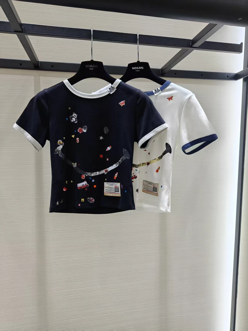 撞色休闲圆领笑脸短袖上衣LT2510946-946