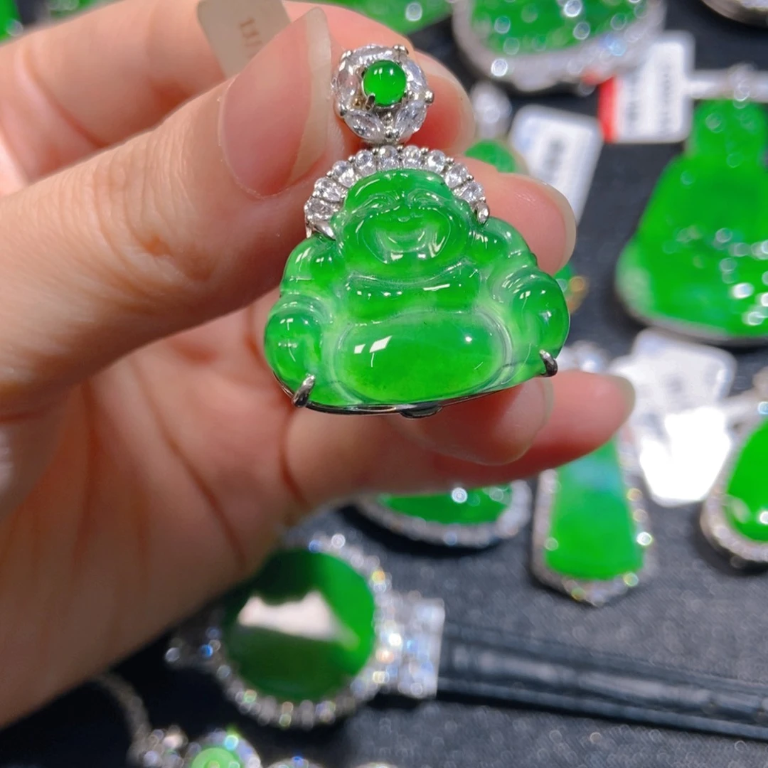 翡翠银S925镶嵌吊坠(不含链)