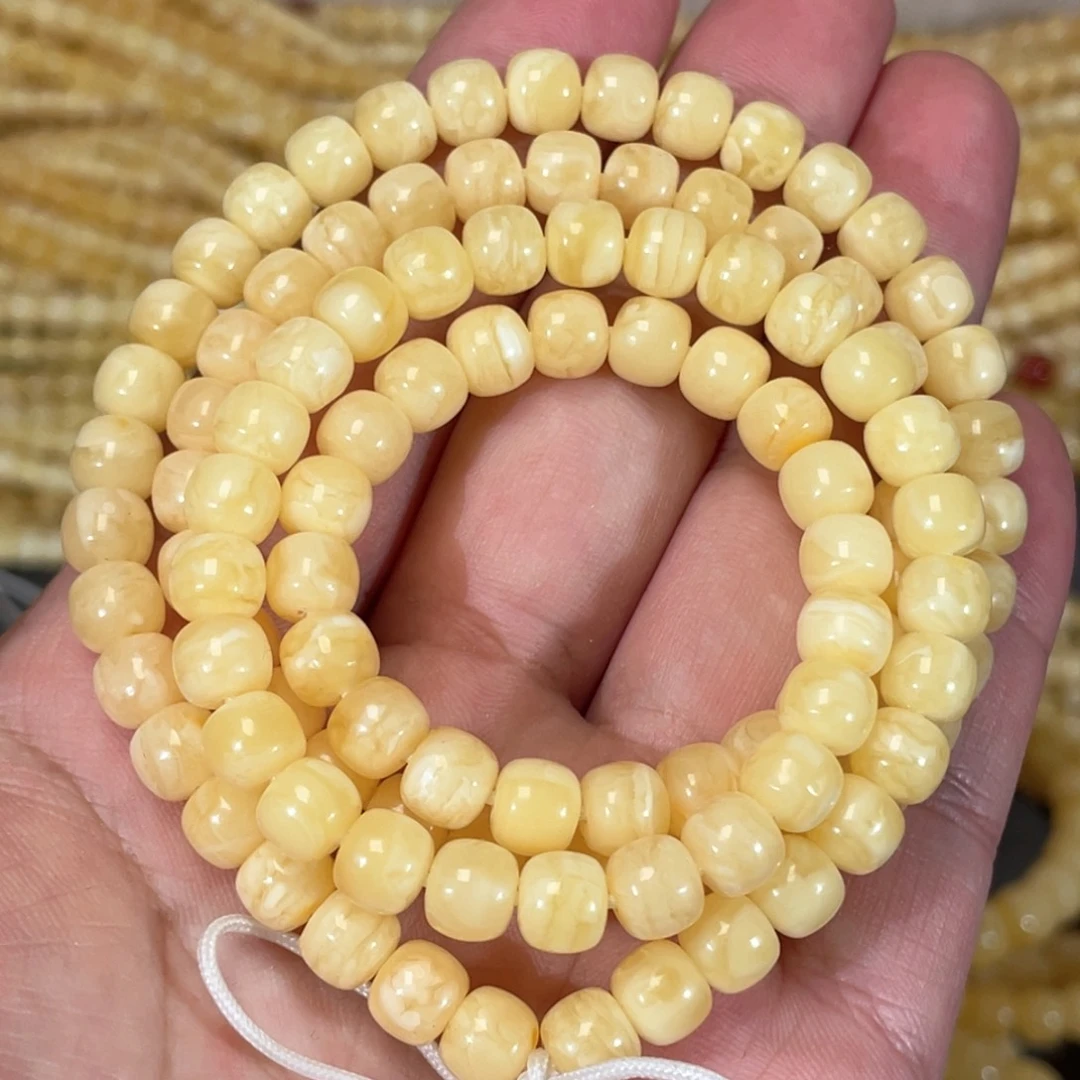 蜜蜡裸石未镶嵌蜜蜡佛珠6.8mm