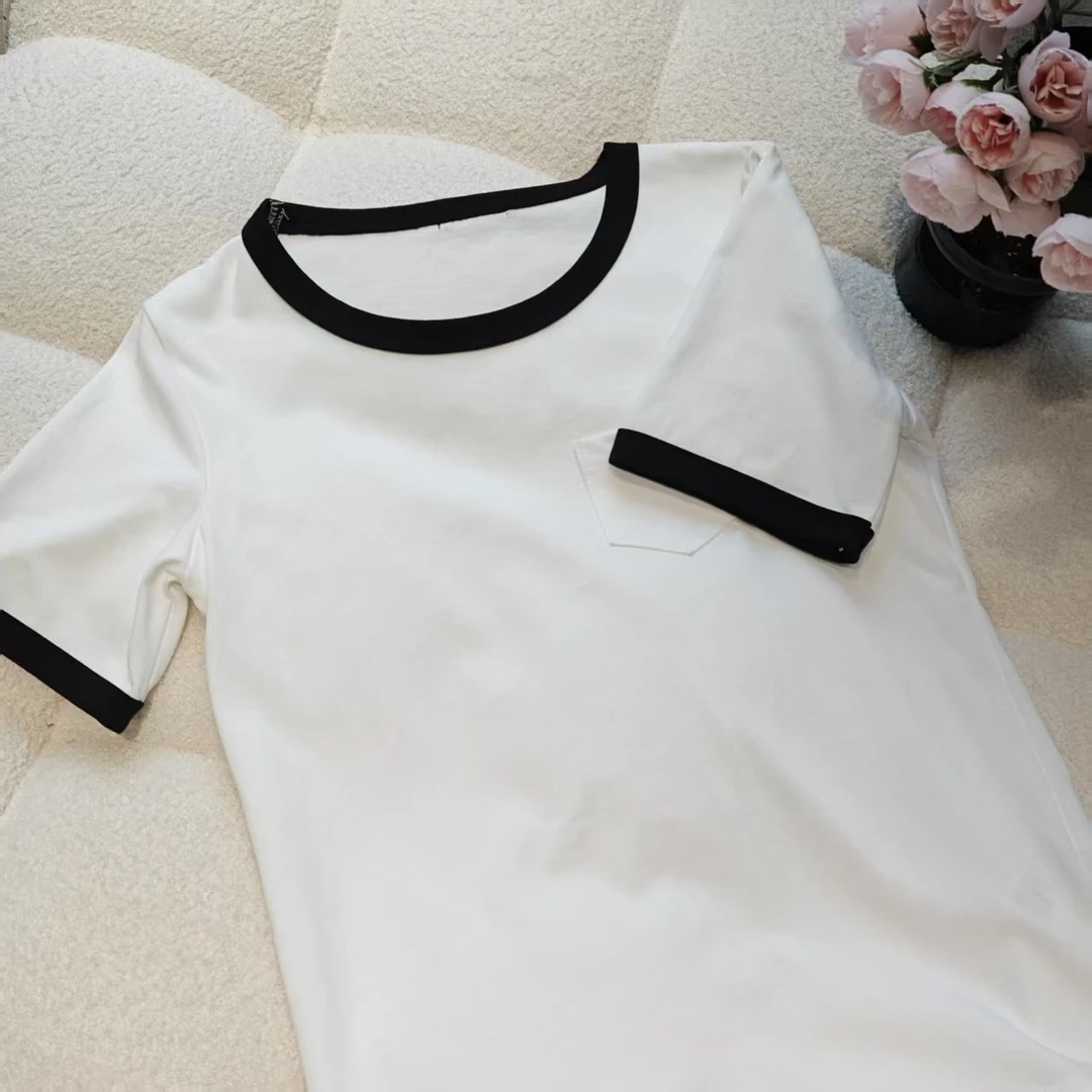 时尚休闲拼色圆领短袖5304