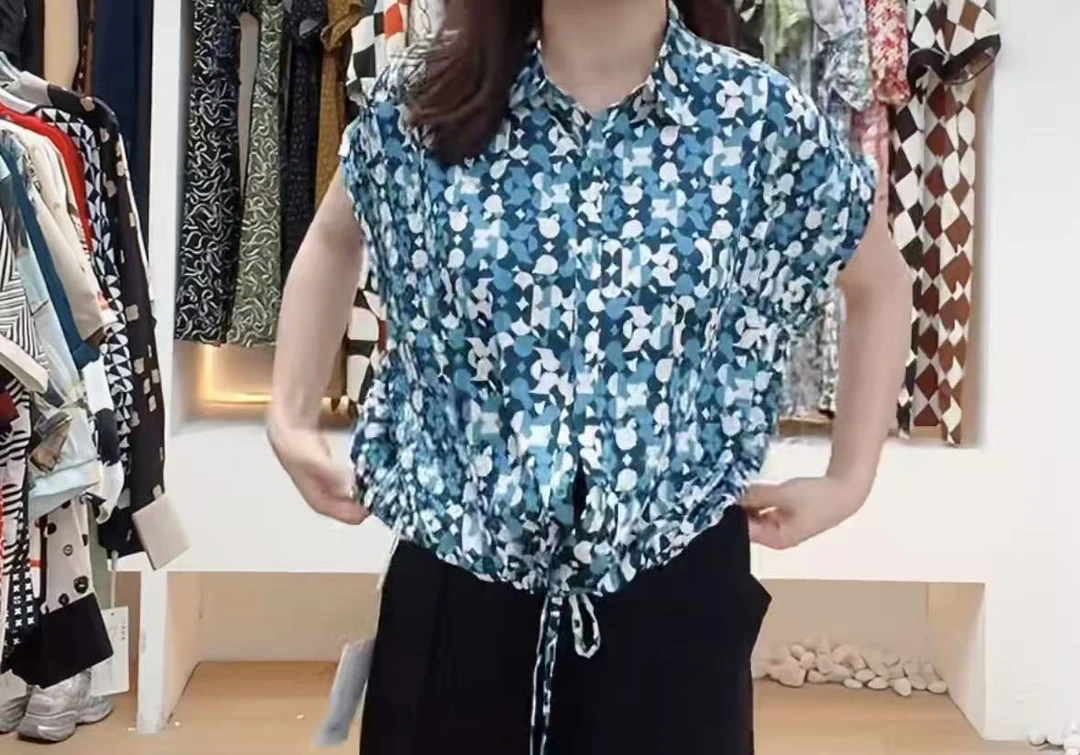 新款上新花色印染上衣真丝宽松衬衫9065