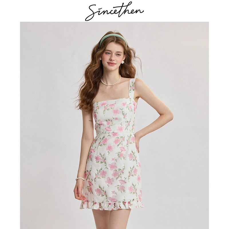 sincethen沁甜曼语法式碎花吊带裙短款连衣裙夏季穿搭短裙裙子女
