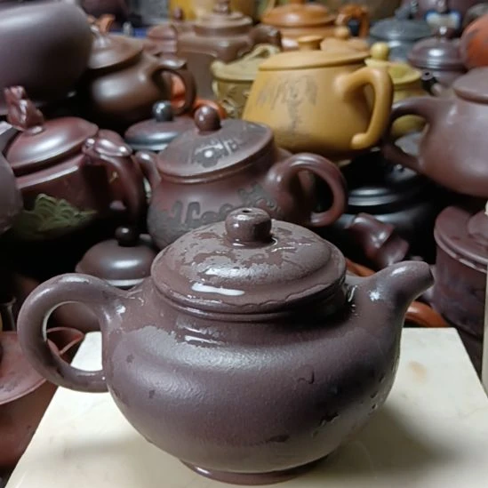 紫砂茶壶宜兴原矿天青柴烧手工350cc紫砂壶
