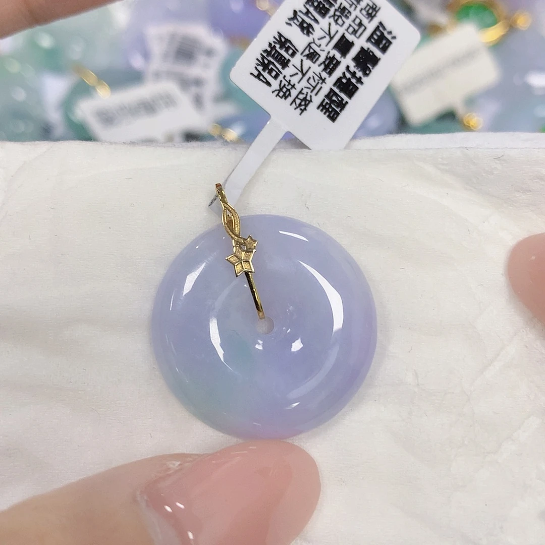 翡翠18K金镶嵌颈饰天然翡翠a货 百元以上9米证书费自理