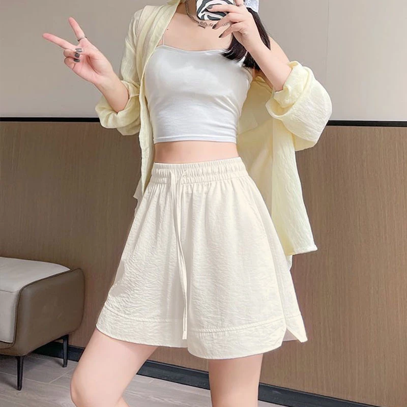 冰丝山本短裤女夏外穿休闲宽松百搭显瘦阔腿外穿中裤五分运动裤H