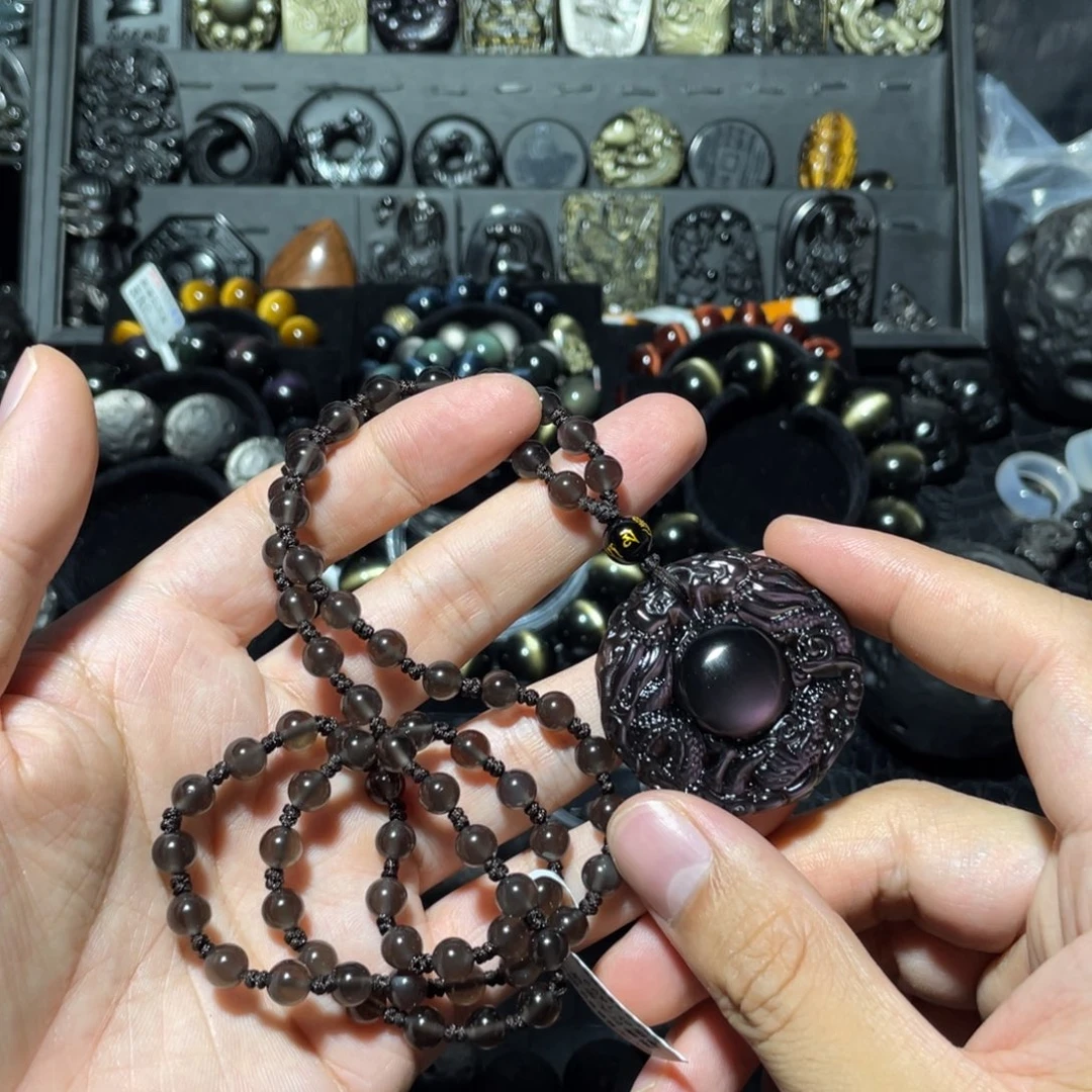 酥***酒黑曜岩未镶嵌手链