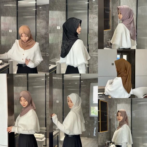 YS 超薄星陶纱三角立体压线烫钻套头