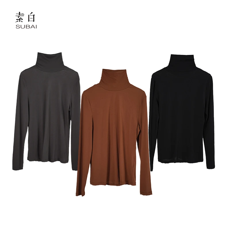 素白时尚百搭【稀罕你】T01938高领针织简约打底衫