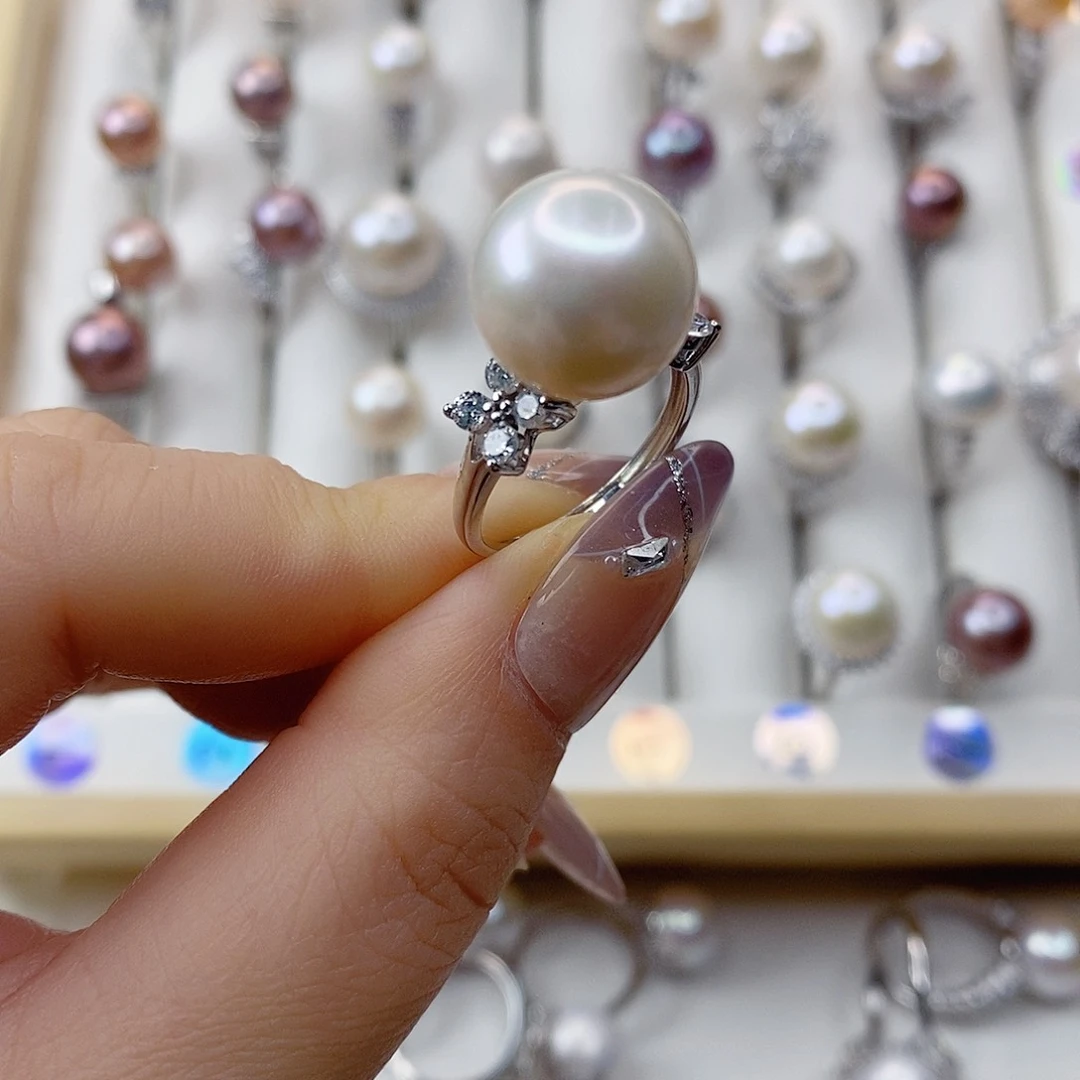 淡水珍珠戒指银S925镶嵌蒙****）