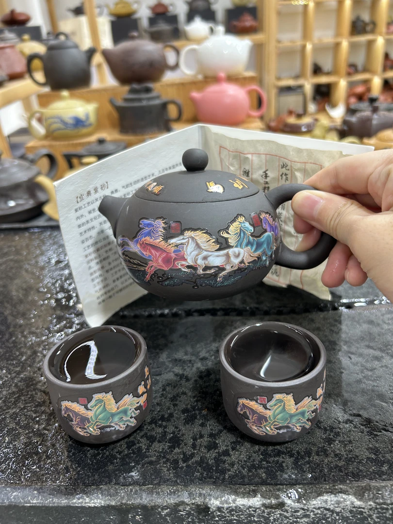紫砂马到成功西施壶一壶配两杯