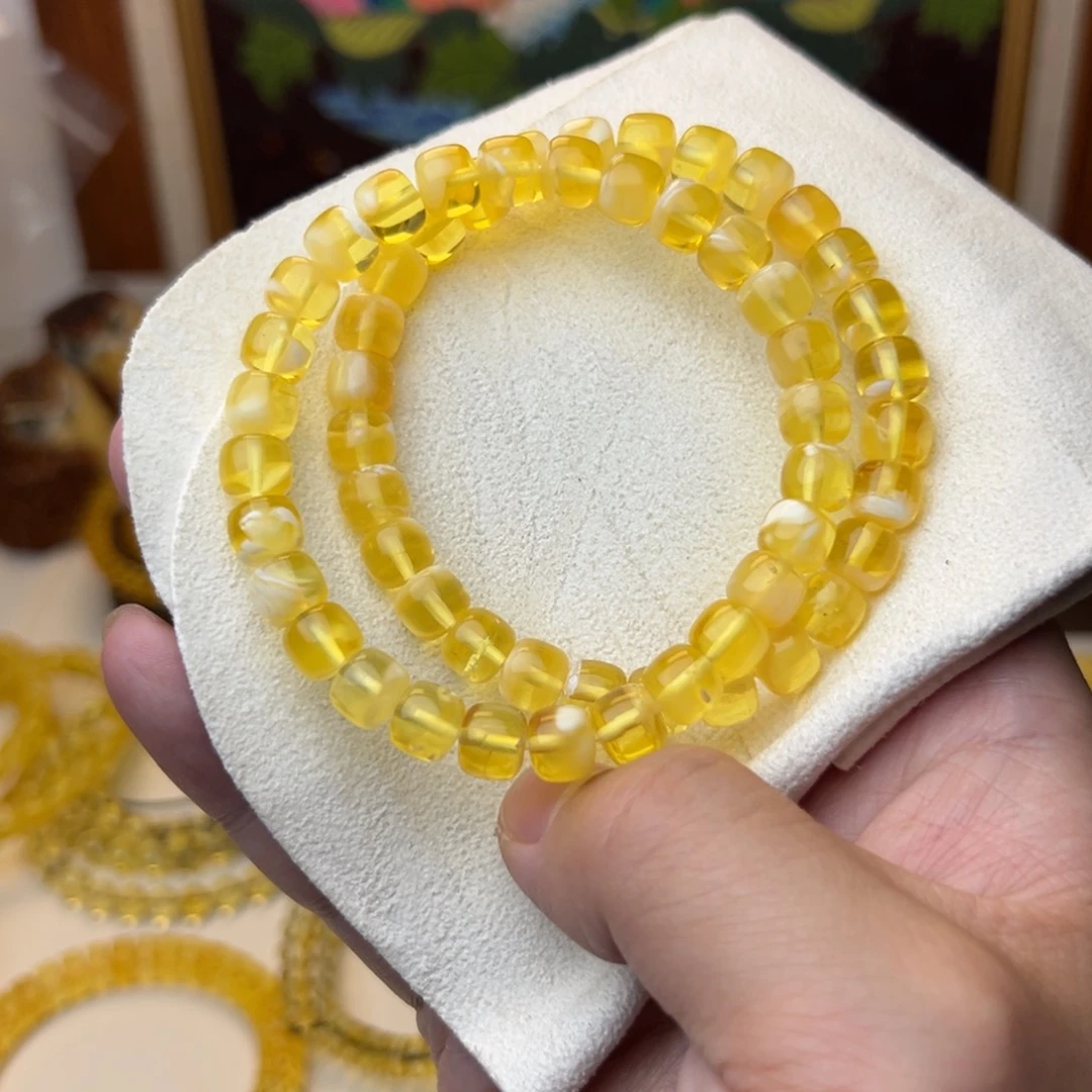 琥珀裸石未镶嵌87金白蜜蜡 多样发其一