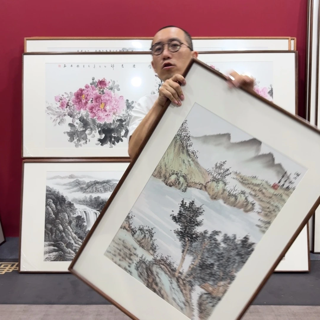 国画带框绘画90/60尺寸