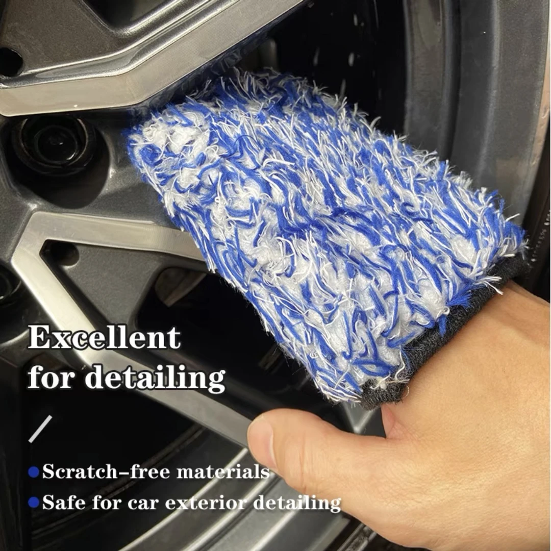 汽车轮毂清洁指套洗钢圈小手套加厚超细纤维洗车擦车手套深入清洁