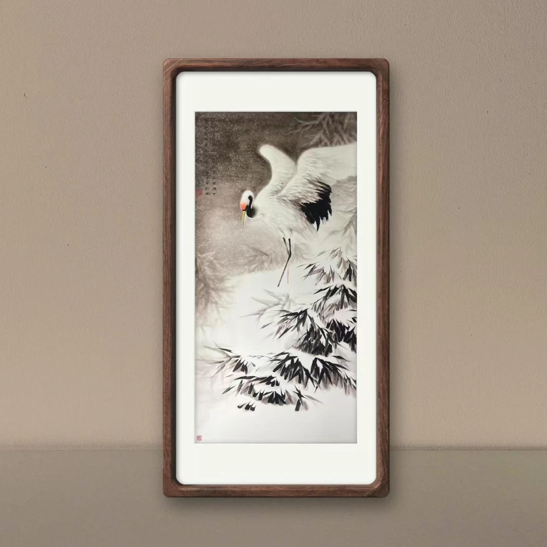 高山花鸟系列书画作品2竹子仙鹤