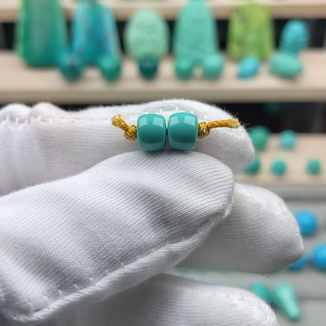 湖北秦古绿料7mm直切一对