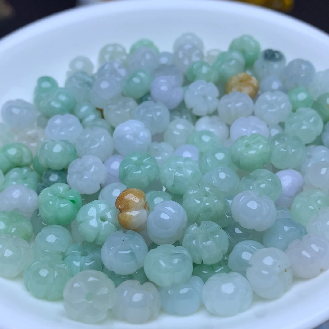 【闪购商品】翡翠手链未镶嵌卡5.3乘8冰三彩南瓜26个