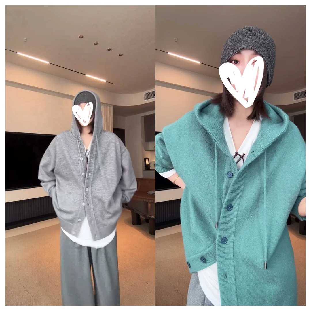 【日和】慵懒秋冬休闲时尚显瘦宽松百搭松弛感针织连帽毛衣C6510