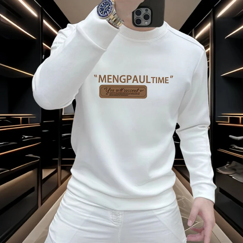 时尚秋冬美式男士卫衣休闲百搭字母印花冬季加绒宽松长袖打底卫衣