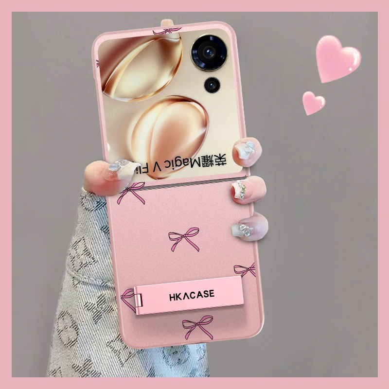 适用荣耀magicvflip手机壳唯美蝴蝶结金属漆折叠屏无边框保护套