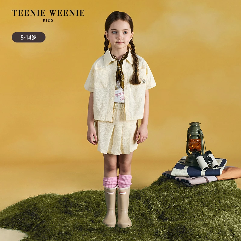 TeenieWeenieKids25年夏新款女童休闲泡泡纱短袖衬衫TKYA252351D