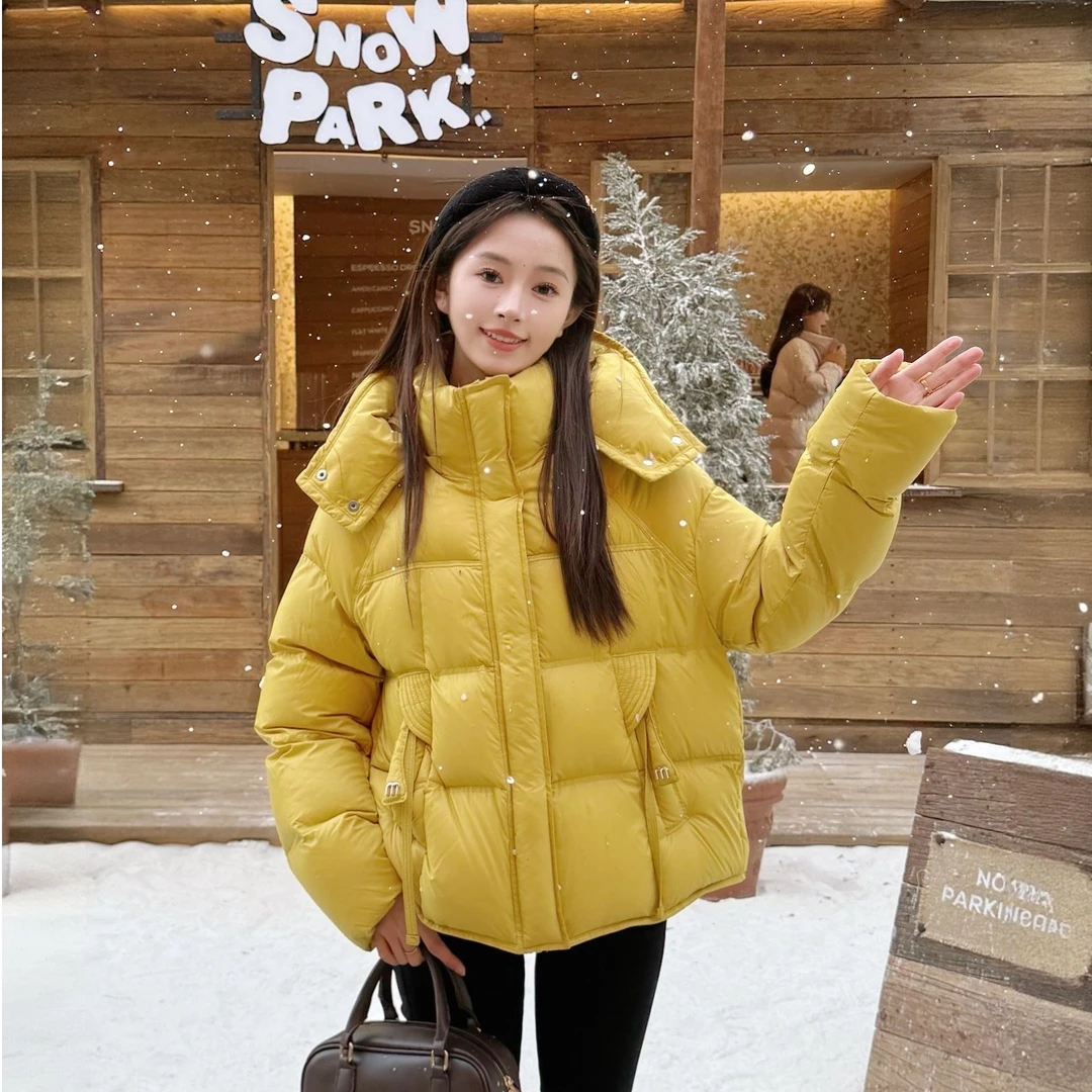 YAYA/鸭鸭云氧泡芙90绒羽绒服女短款时尚气质休闲外套YE5B613181A