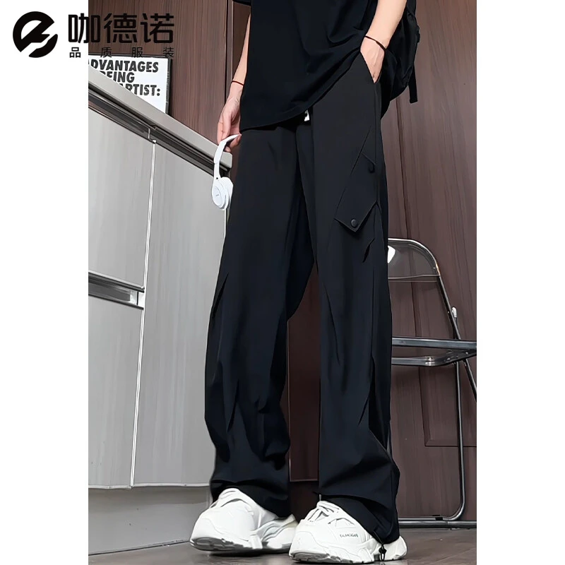 2025夏季男装新款宽松美式休闲裤伞兵工装裤休闲百搭款长裤阔腿裤