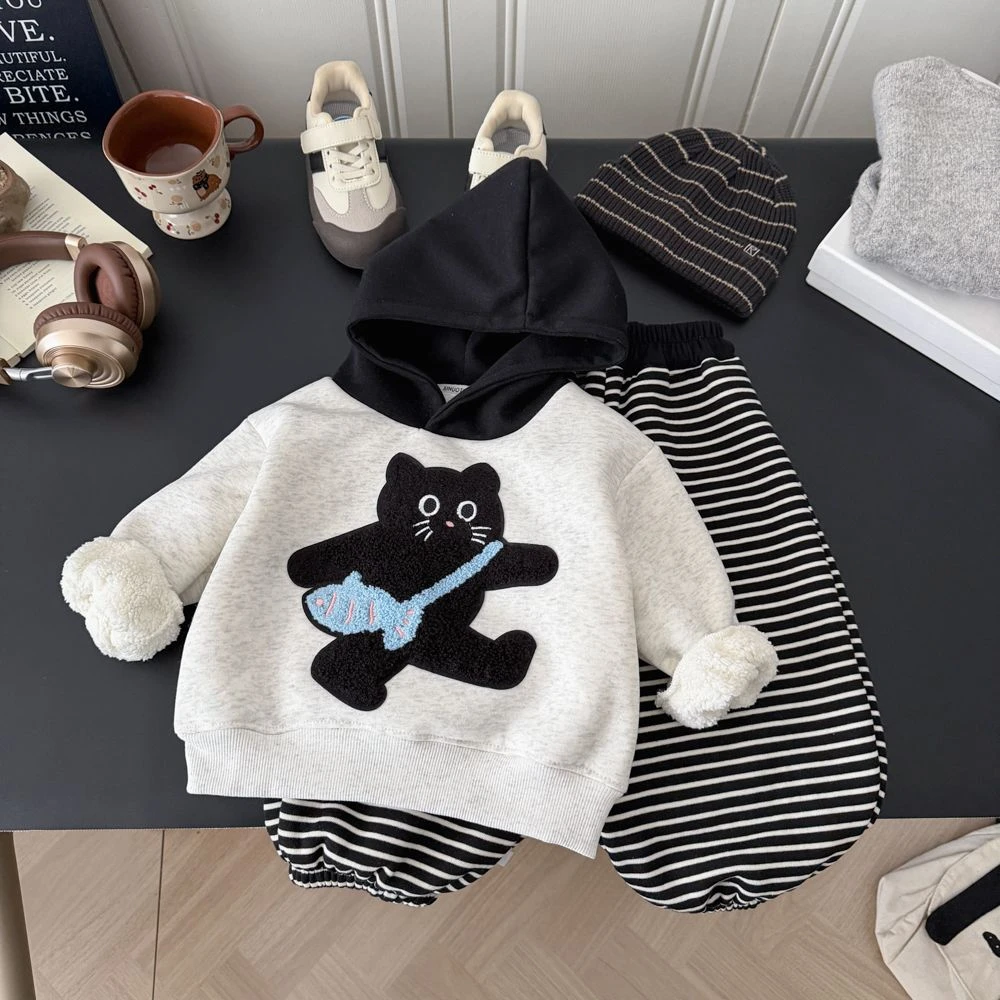 2025秋季卫衣套装新款儿童洋气时尚爆款时髦休闲卡通宽松加绒套装