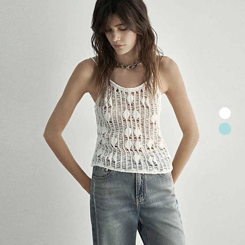 IRO Night 镂空针织吊带背心度假风打底多巴胺法式轻奢25春夏新款