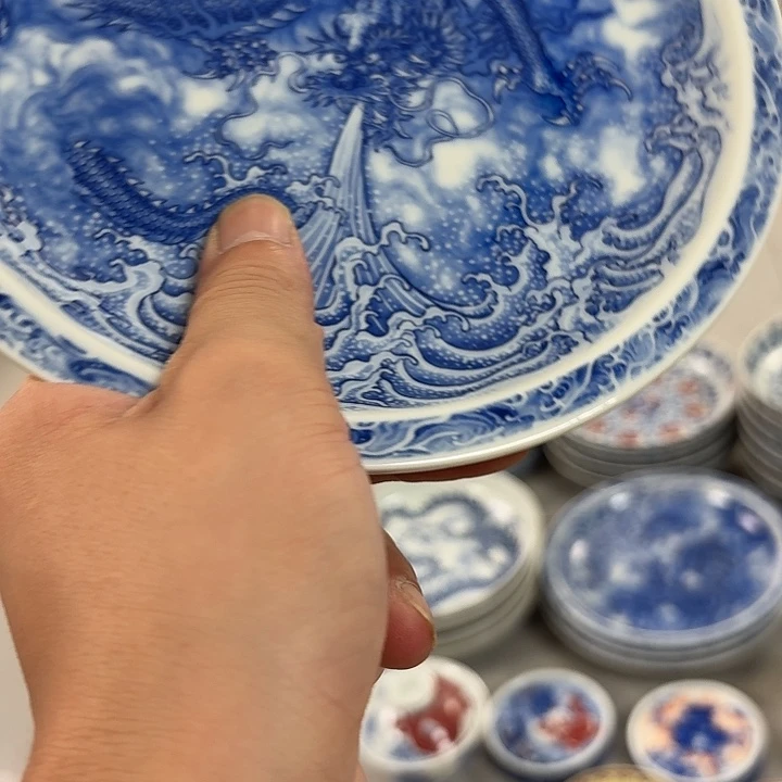 瓷片墨龙吸水大胡乘景德镇