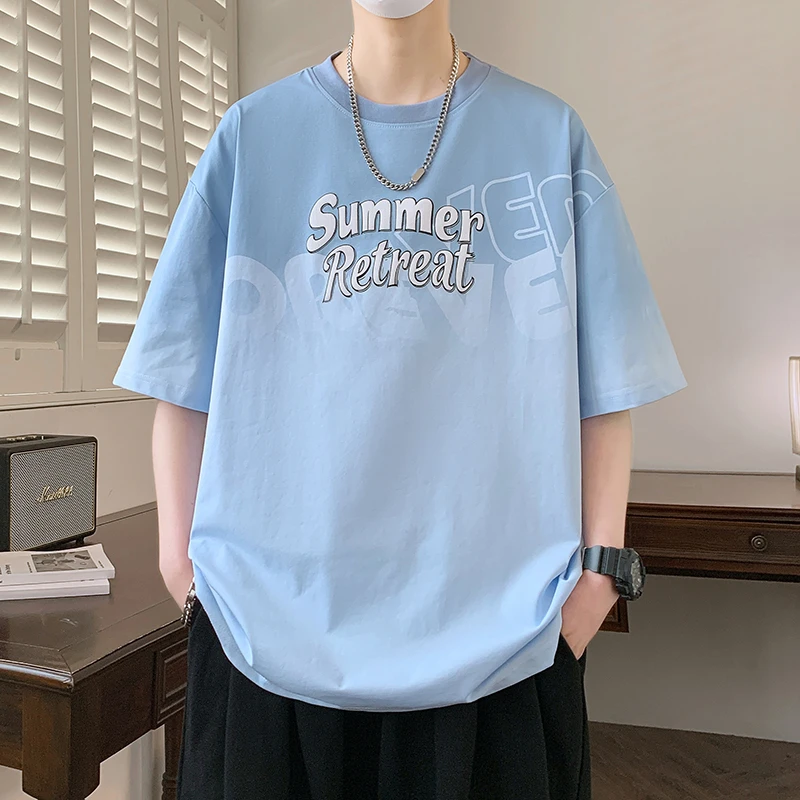 青少年夏季新款短袖T恤男时尚百搭宽松半袖个性帅气男生t恤短袖